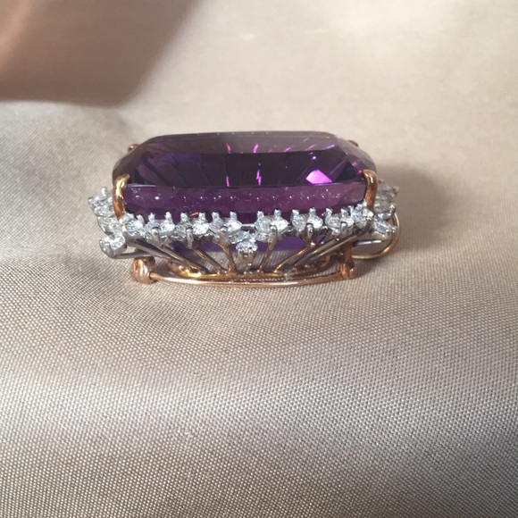 79+ct Siberian Amethyst Pin/Pendant. 4.74ct Dia! - Picture 3 of 8